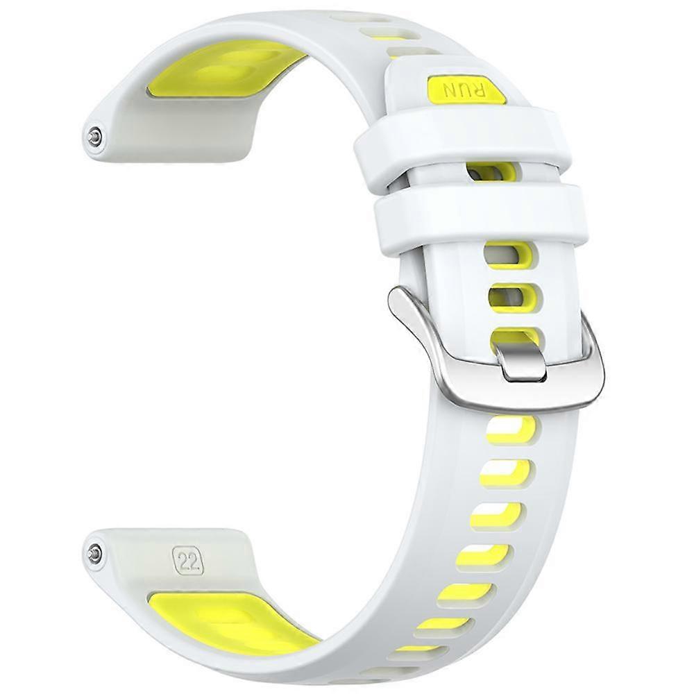 Silicone Watch Strap Two-Tone Watch Band Accessories for Garmin (White Lime (Silver Button)