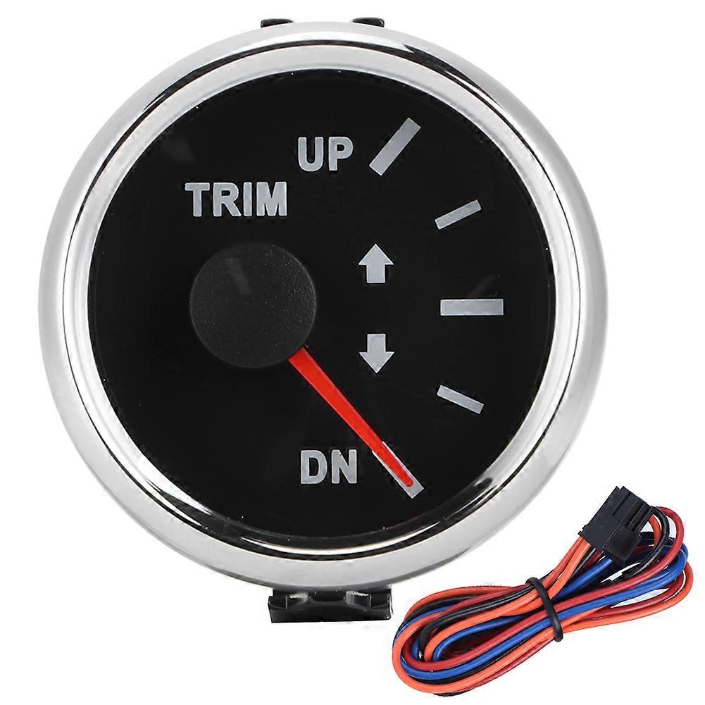 Jauge de trim de bateau 52 mm 2 pouces UP DN 0-190 ohms, indicateur d'inclinaison et de trim, rétroéclairage rouge (cadran noir, cadre argenté)