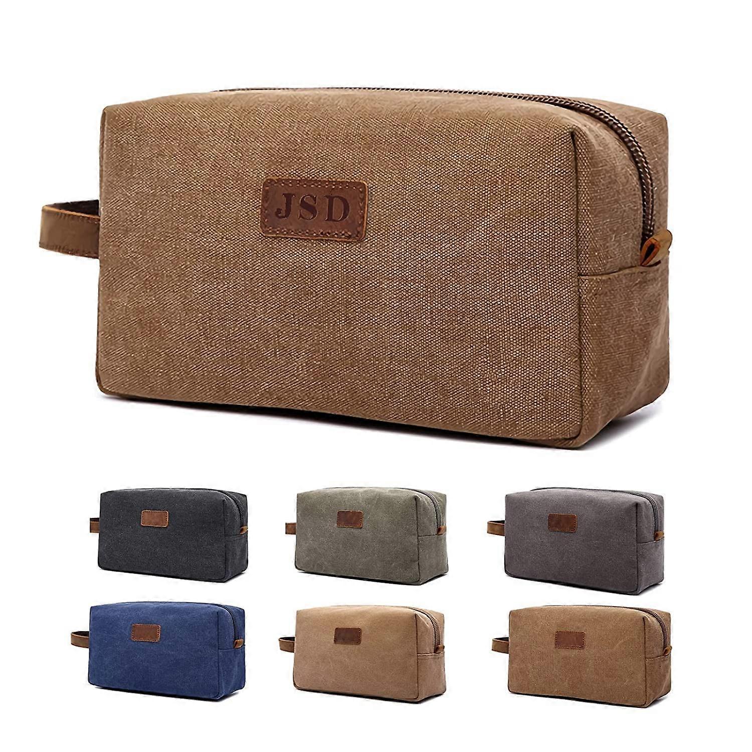 Toiletry Bag Custom Laser Engraved Leather Canvas Dopp Kit For Travel Groomsmen Gifts