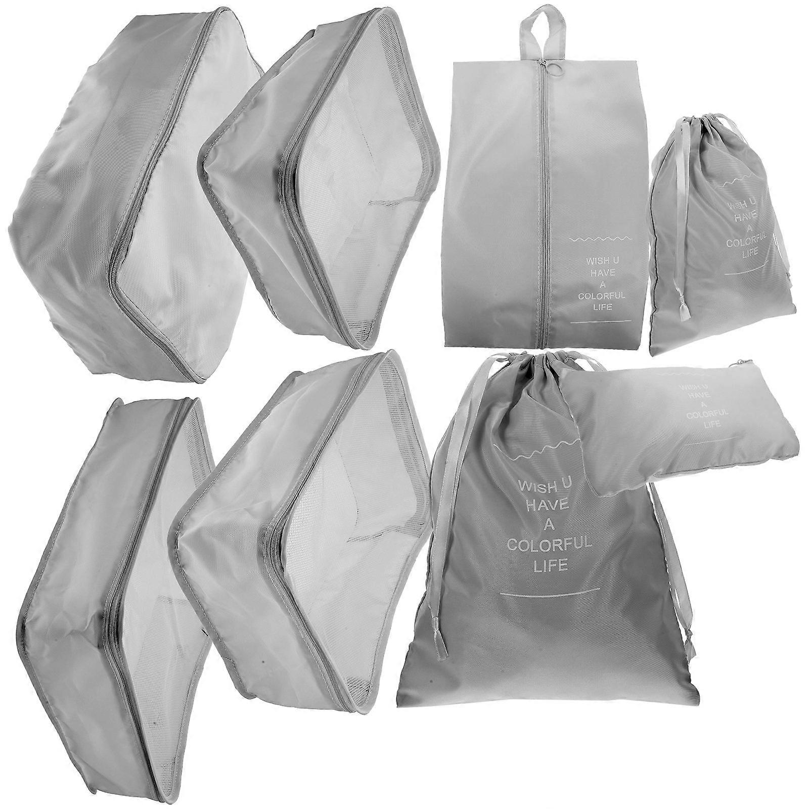Packing Cubes for Travel Women Hiking Grey Polyester Fabric with Mesh Lid for Organizing 1 Set