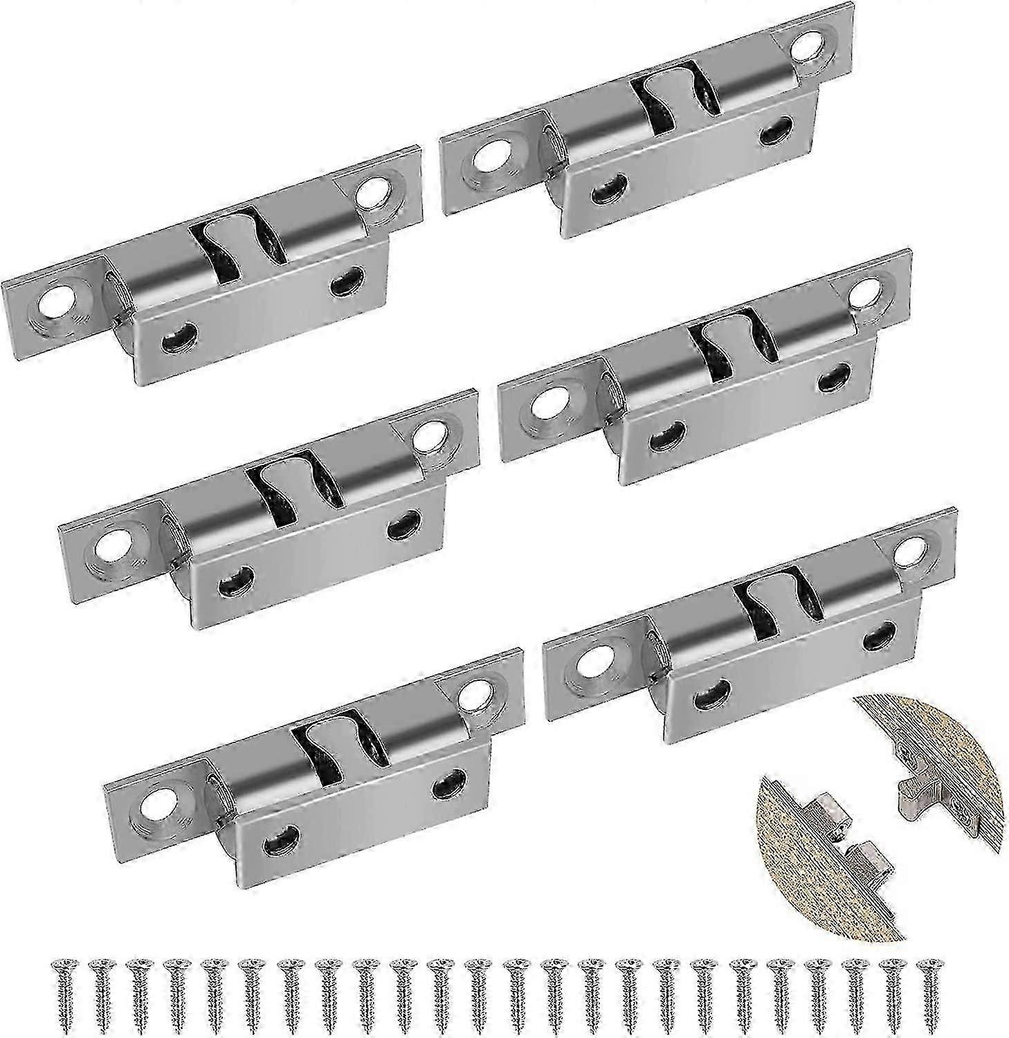 6 Pcs Ball Catch,Double Ball Catch,Adjustable Double Ball Catch,Solid Double Ball Door Latches,For Kitchen Furniture,Cabinet
