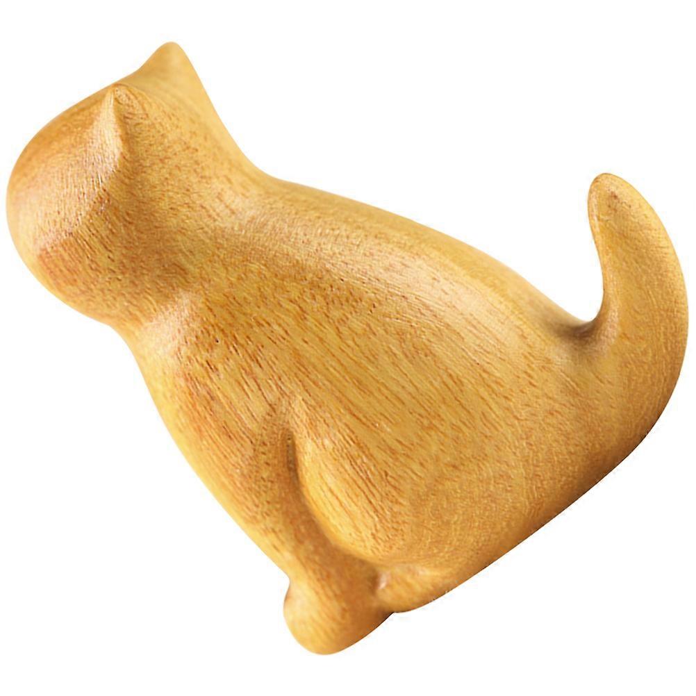Wood Cat Figurine Decorative 3Pcs Small Sitting Kitten Statue for Display