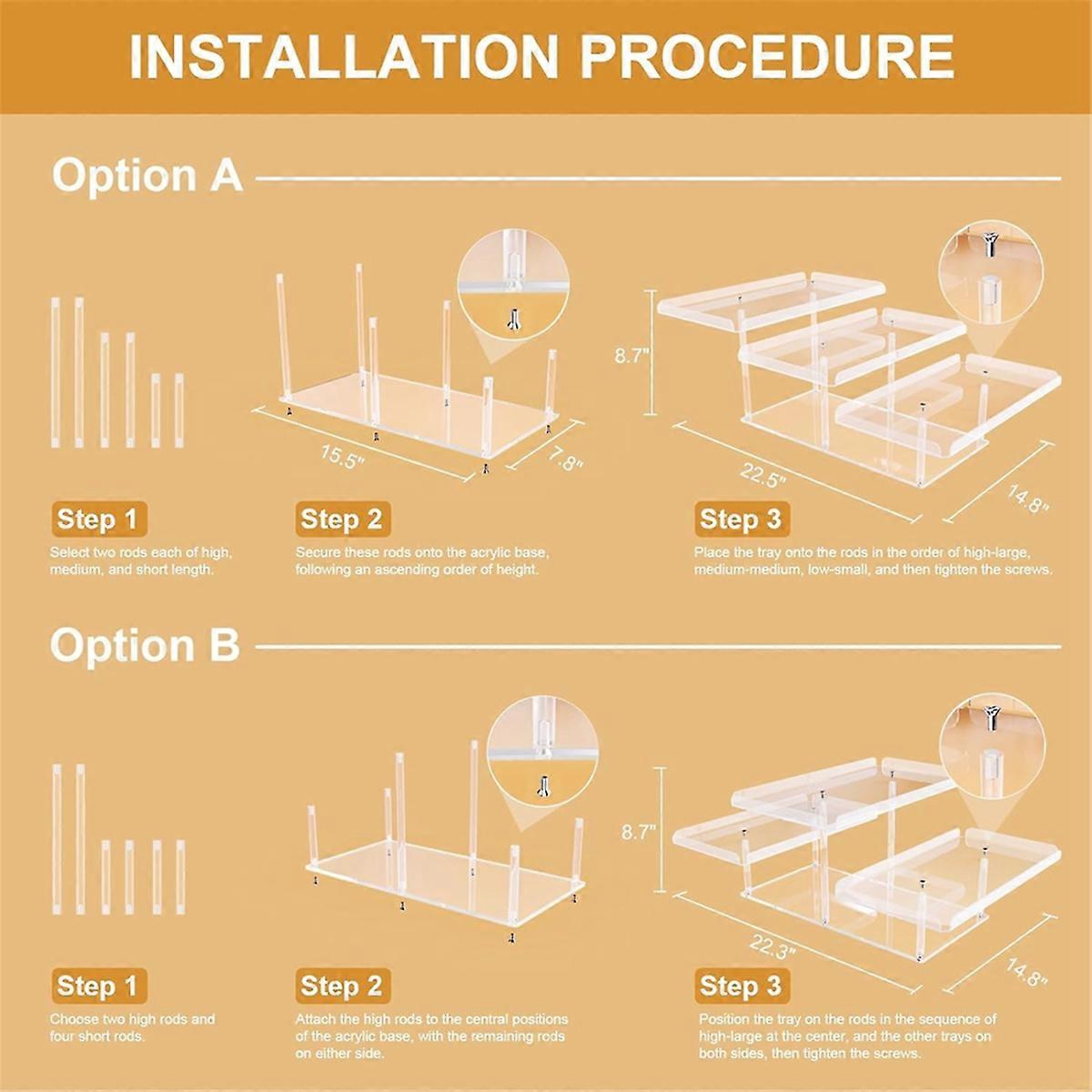 3 Tier Acrylic Display Riser Shelf Display Stand,Style A
