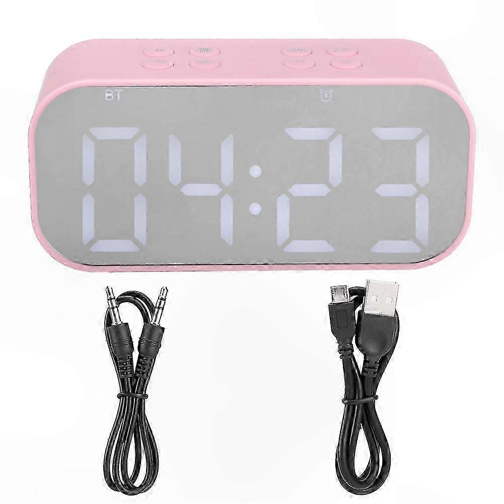 Outdoor Bluetooth Speaker with Alarm Clock Function, Bluetooth 5.0, Pink