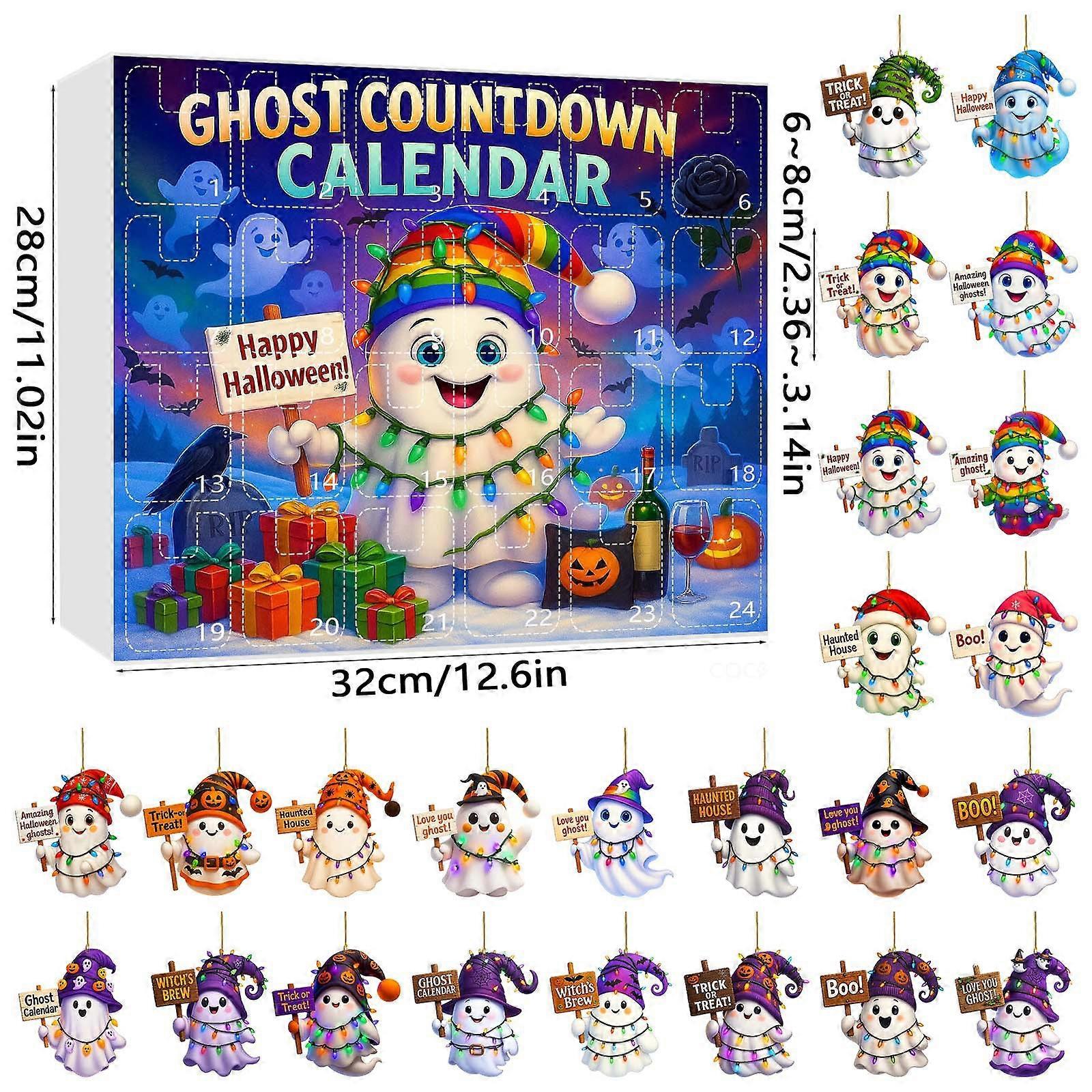 Halloween countdown calendar blind box festival ghost pendant atmosphere layout acrylic plane tree ornaments