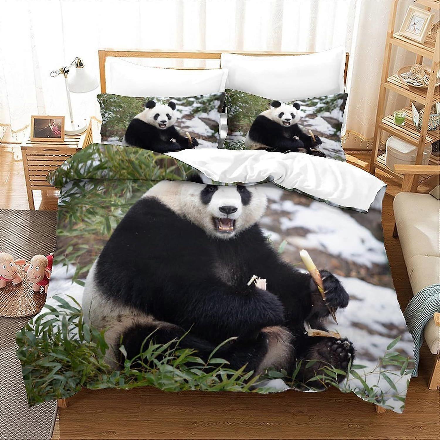 t642 Panda 3 Piece Soft With Pillowcase Duvet Cover Zipper Closure Prevent Allergy Bedding Set Suitable for All Kinds of People Quilt Cover n642