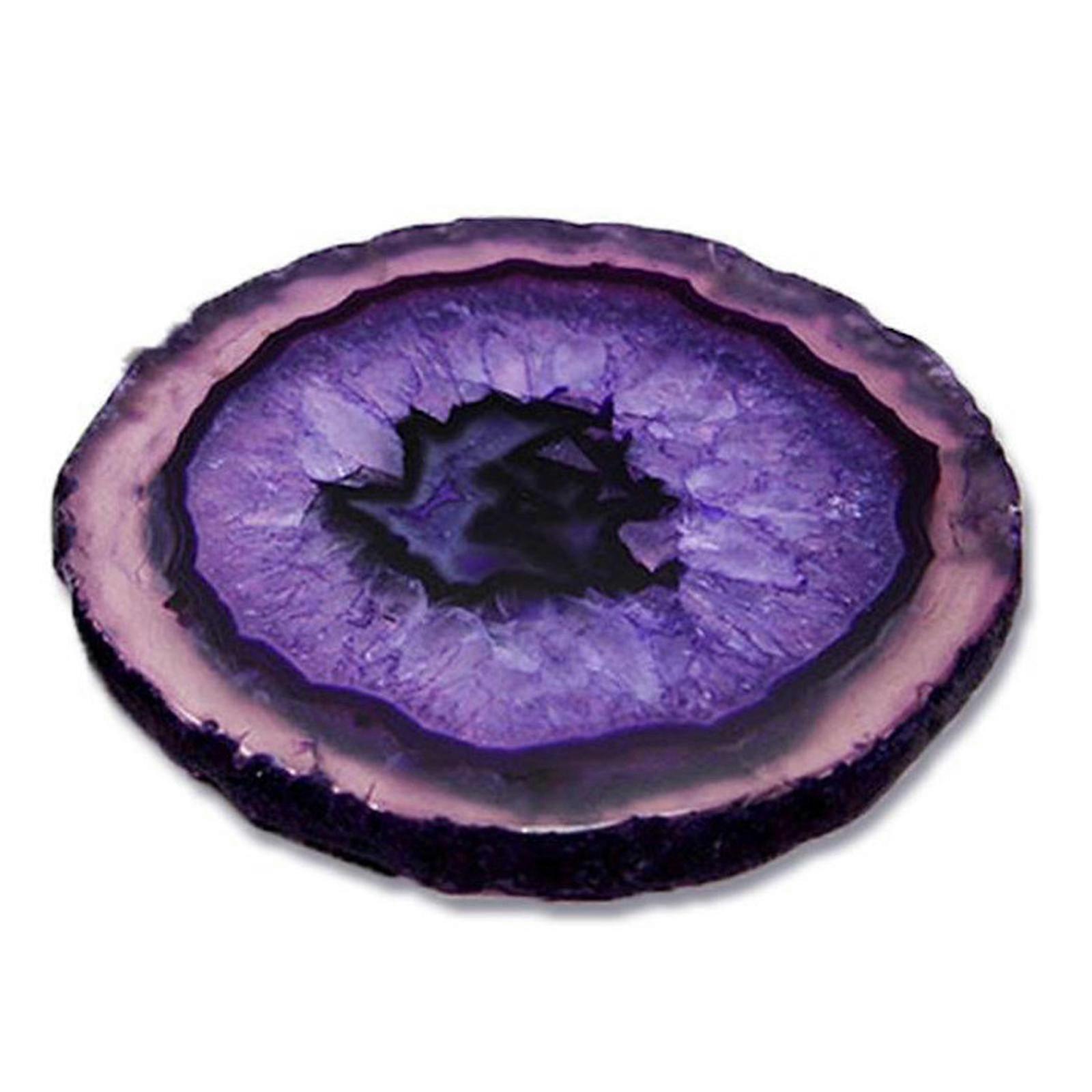 Purple Natural Agate Slice Coaster Round Gemstone Drink Mat 2025
