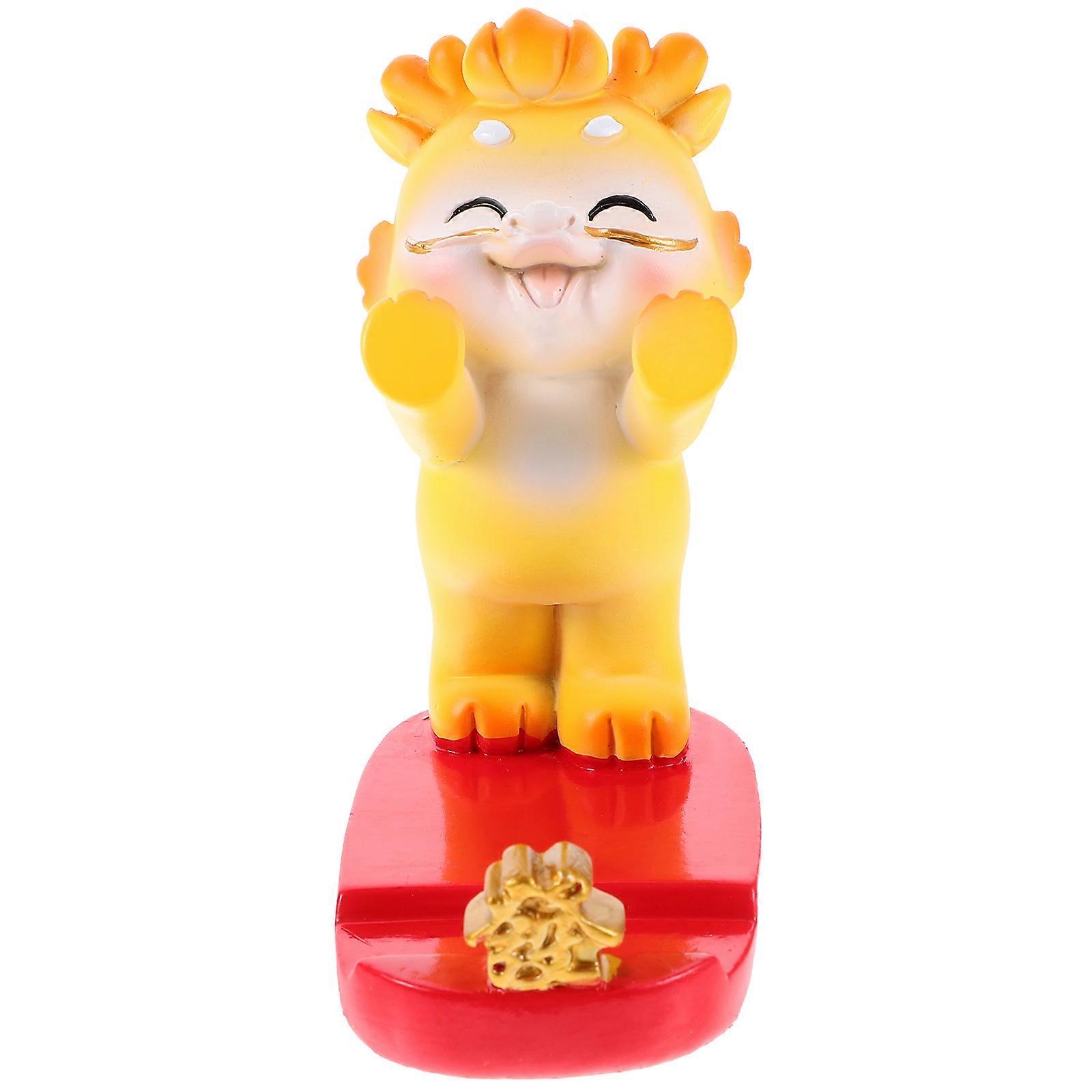 Yellow Cartoon Dragon Resin Phone Stand for Display 2Pcs Desktop Holder