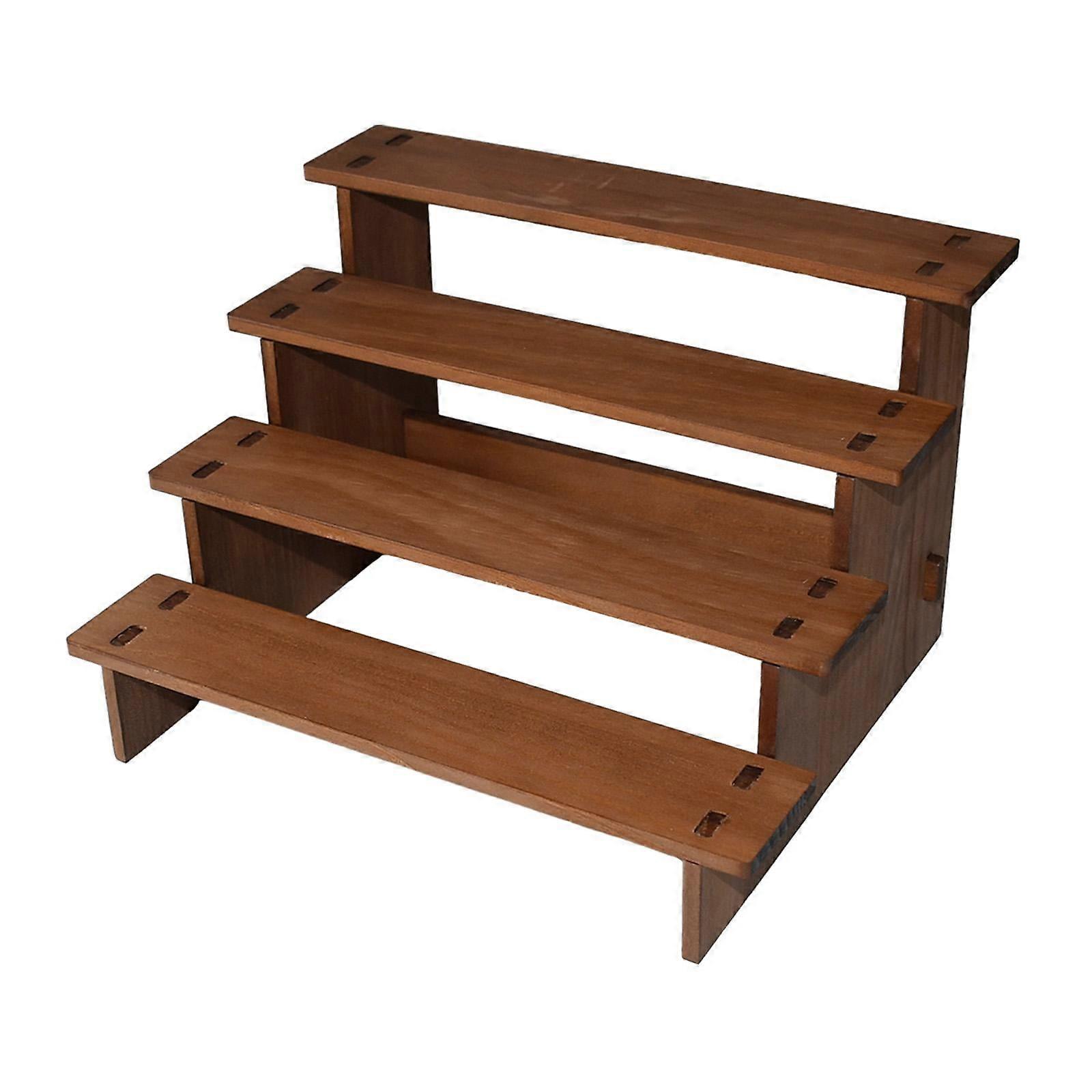 Sharplace Wood Display Riser Collectibles Display Stand Desktop Decoration Jewelry Organizer Rack Showcase Fixtures for Figures Bedroom 4 Layer 30cm