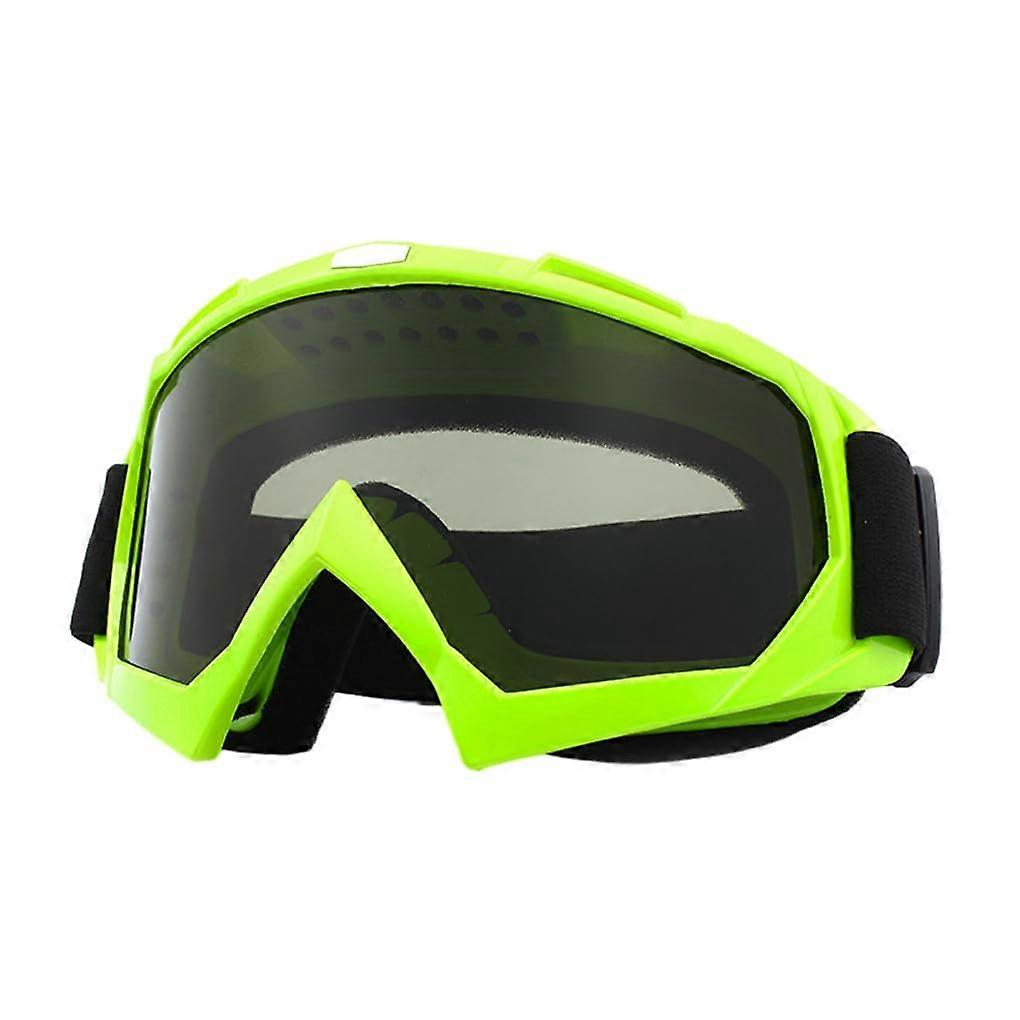 Motorcycle Goggles Polycarbonate Lenses Durable Lightweight With Adjustable Strap, Stable Fixation, Green Black