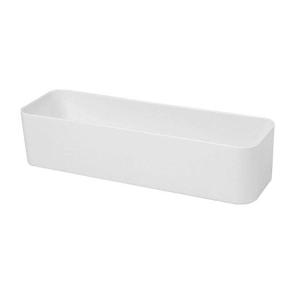 Sundries Container for Kitchen Bathroom Office Dorm - White Minimalist Adhesive Mount Storage Organizer Long Design