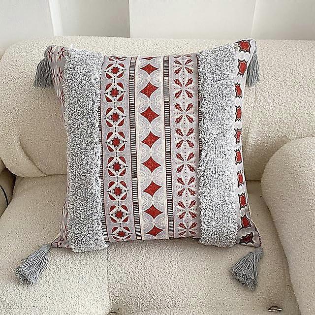 Supersoft Linen Pillow Case 1Pcs Bohemian Nordic Ethnic Design White Stripe Decorative Cushion Cover for Sofa Bedside