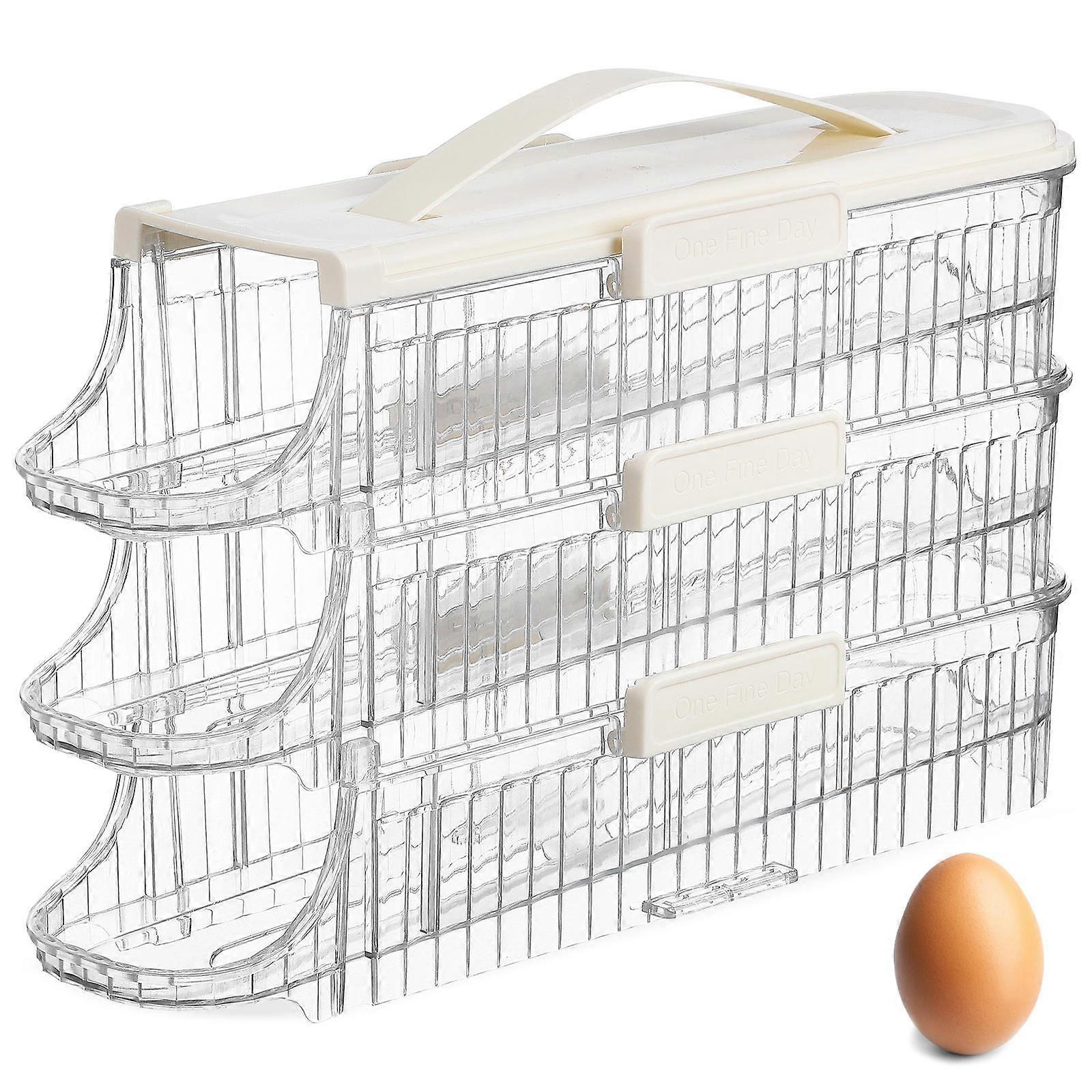 Egg Storage Egg Holder Rolling Egg Dispenser For Home Use With White PET 1 Set