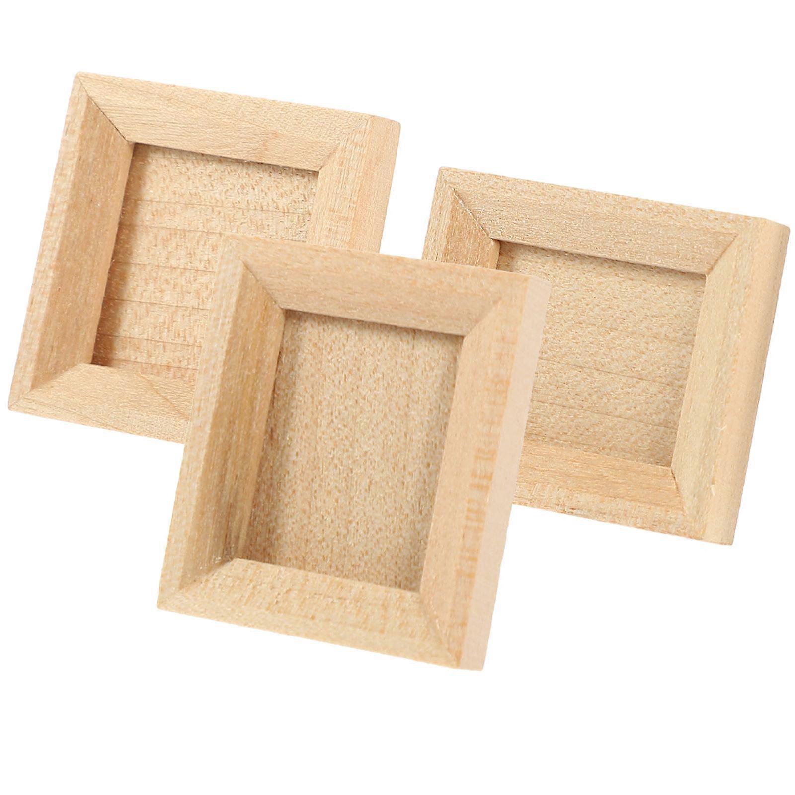 Khaki Mini Picture Frames 6Pcs Crafted For Doll House Decoration Unique Design Perfect For House Model Display