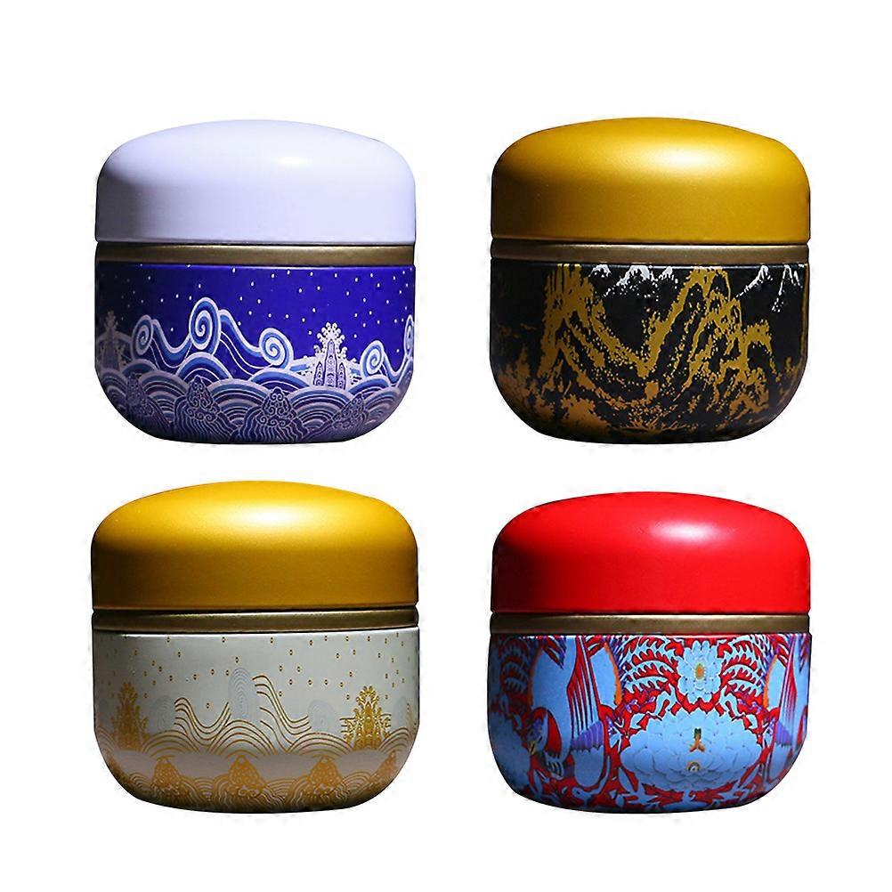 Round Tea Box Metal Mini Tinplate Can for Storage 12Pcs with Beautiful Printing