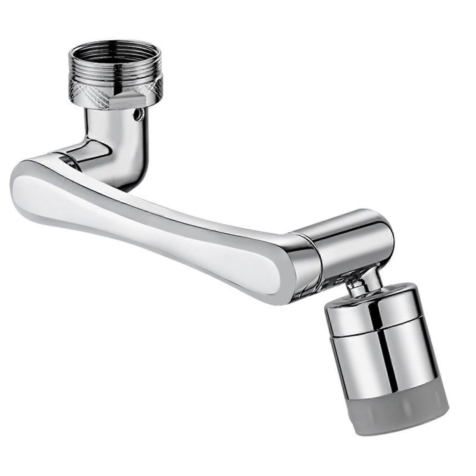 Air Nozzle Universal Faucet 1440Degree Rotation, Lifting Rotating Extending Arm, 2 Water Outlet Modes, Silver Finish