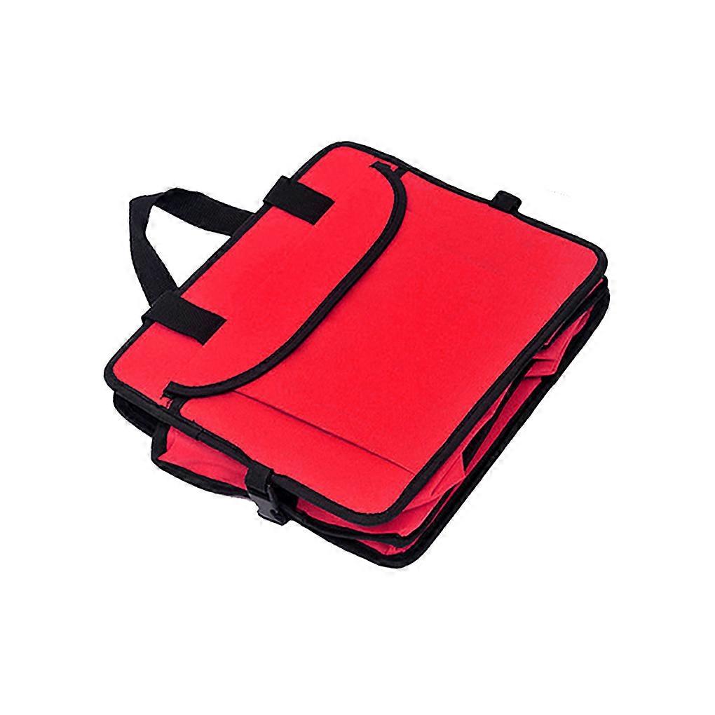Foldable Car Trunk Wearable Storage Box Waterproof Auto Organizer Solid Storage Bag Red