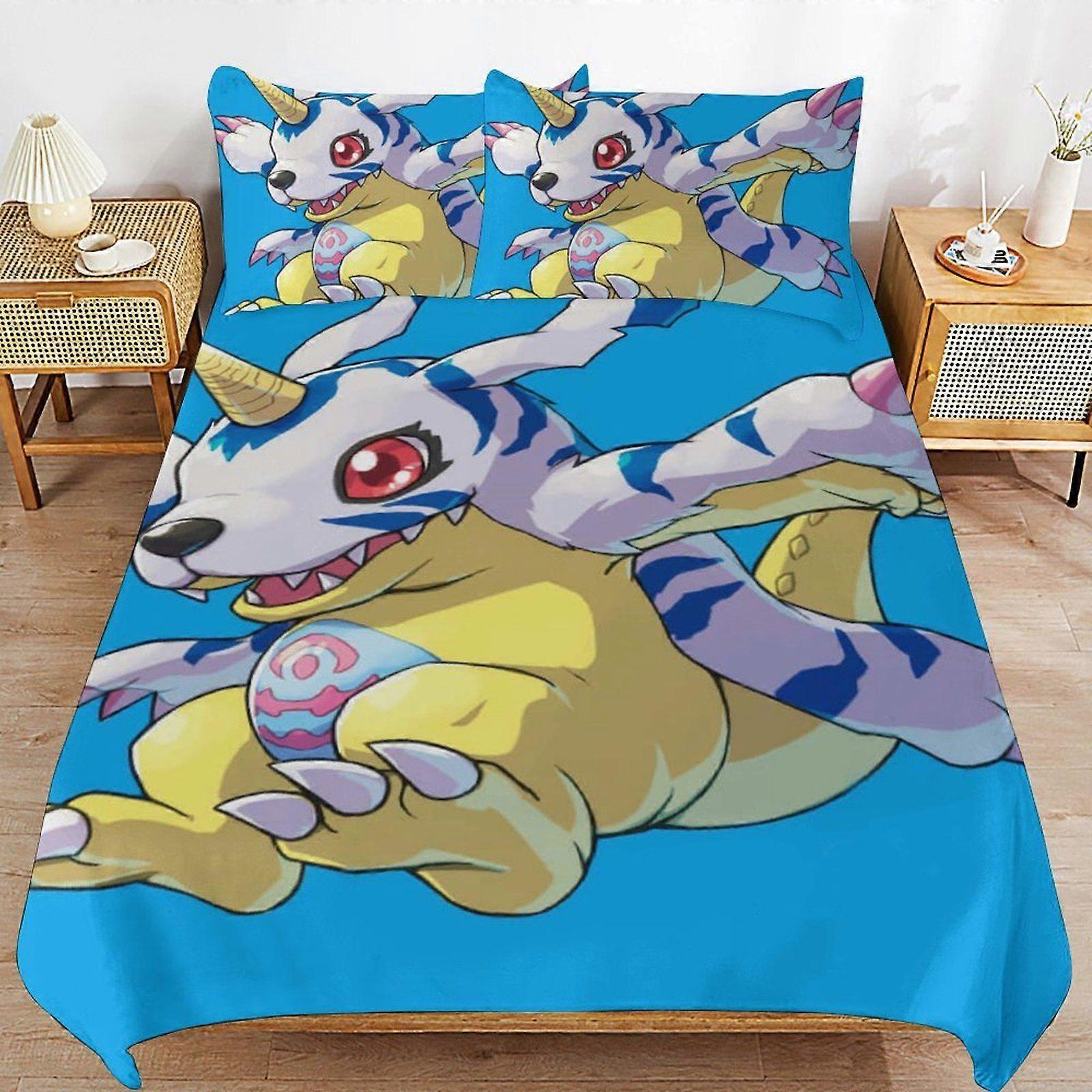 u518 Digimon Consistent Comfort Durable Thread Weave Soft Zipper Duvet Cover Sets Machine Wash Safe i518