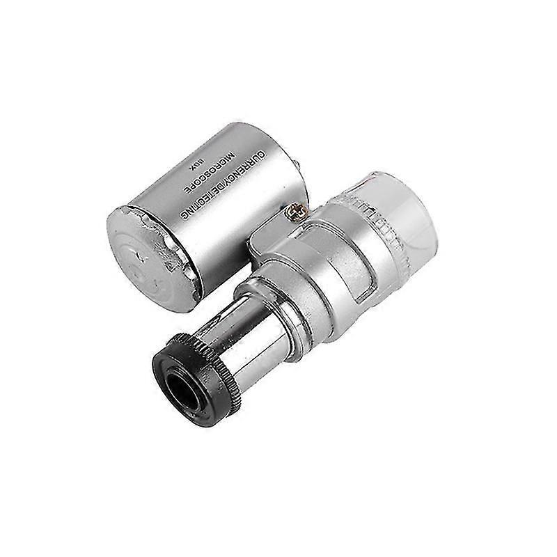 Mini lente d'ingrandimento microscopio portatile lente d'ingrandimento vetro led luce uv per gioielli (argento) (1 pz)