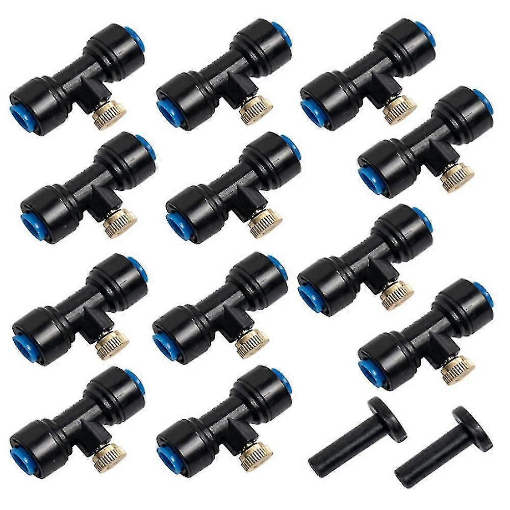 15 Pcs Misting Nozzles Slip Lock Thread Misting Nozzle With 2 Pcs Plugs