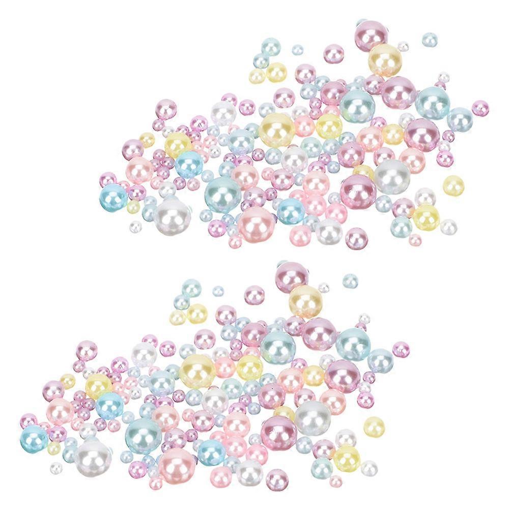 Floating Beads No Hole Pearls Assorted Color 3-8mm Round Macaron Style Plastic Vase Fillers 1Set