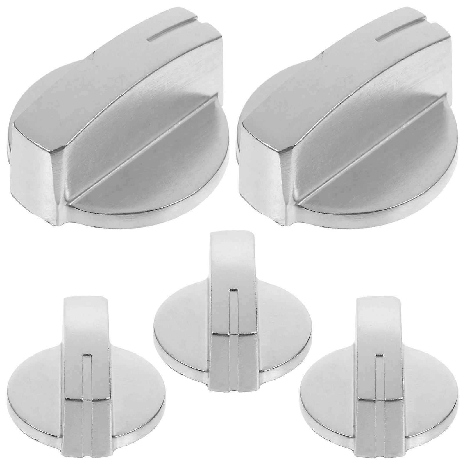 Stainless Steel Gas Stove Control Knobs 5Pcs For Home Use And Restaurant Use In Silver Color Designed For Gas Cookers