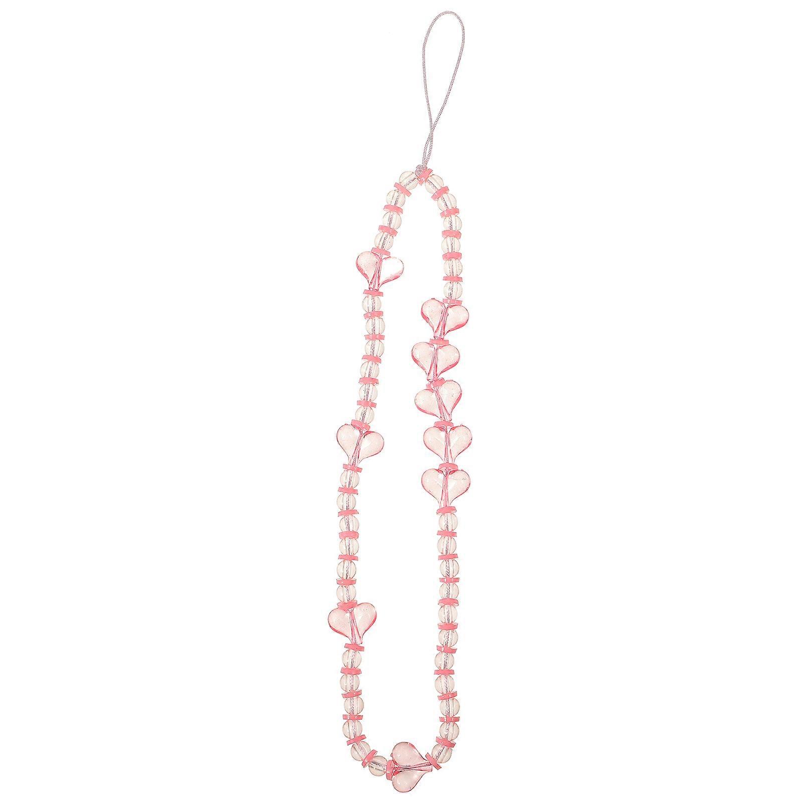 4Pcs Pink Beaded Phone Chain for Universal Phone Decorative Charm