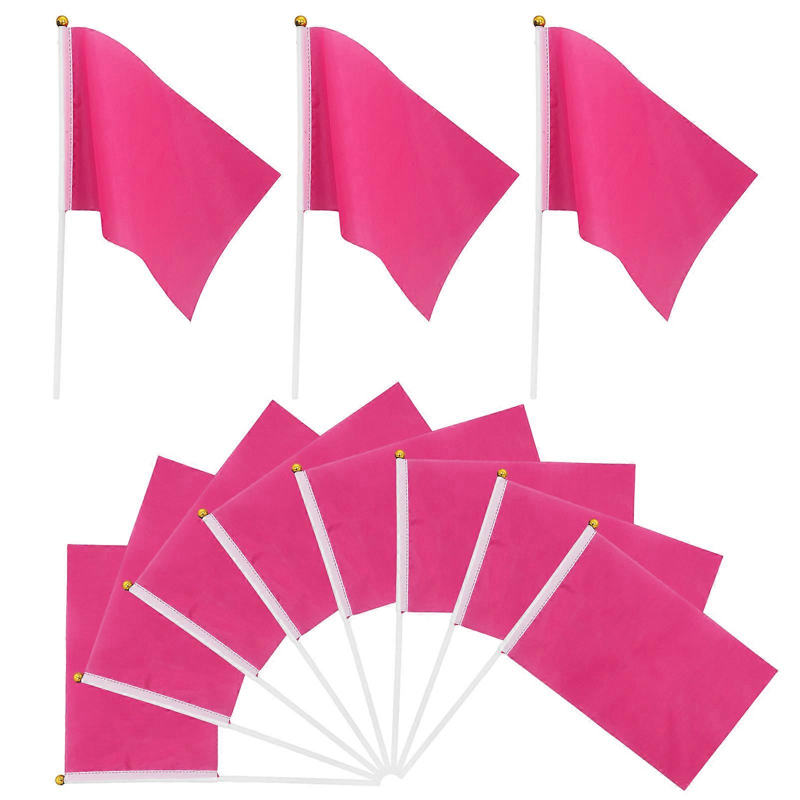 Small Handheld Flags 100Pcs Pink Durable PVC Material Hand Flags for Home Use