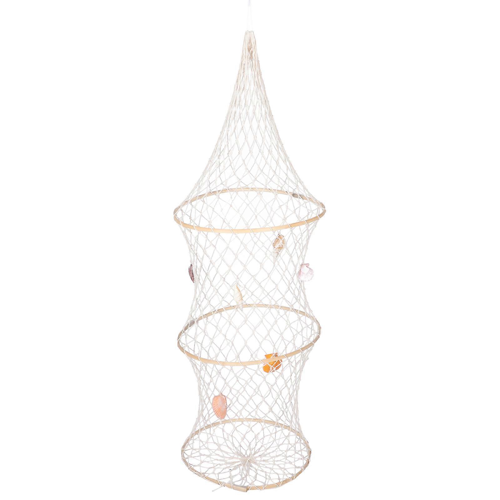 Nautical Decorative Fish Net for 3Pcs Mediterranean Style Wall Hanging