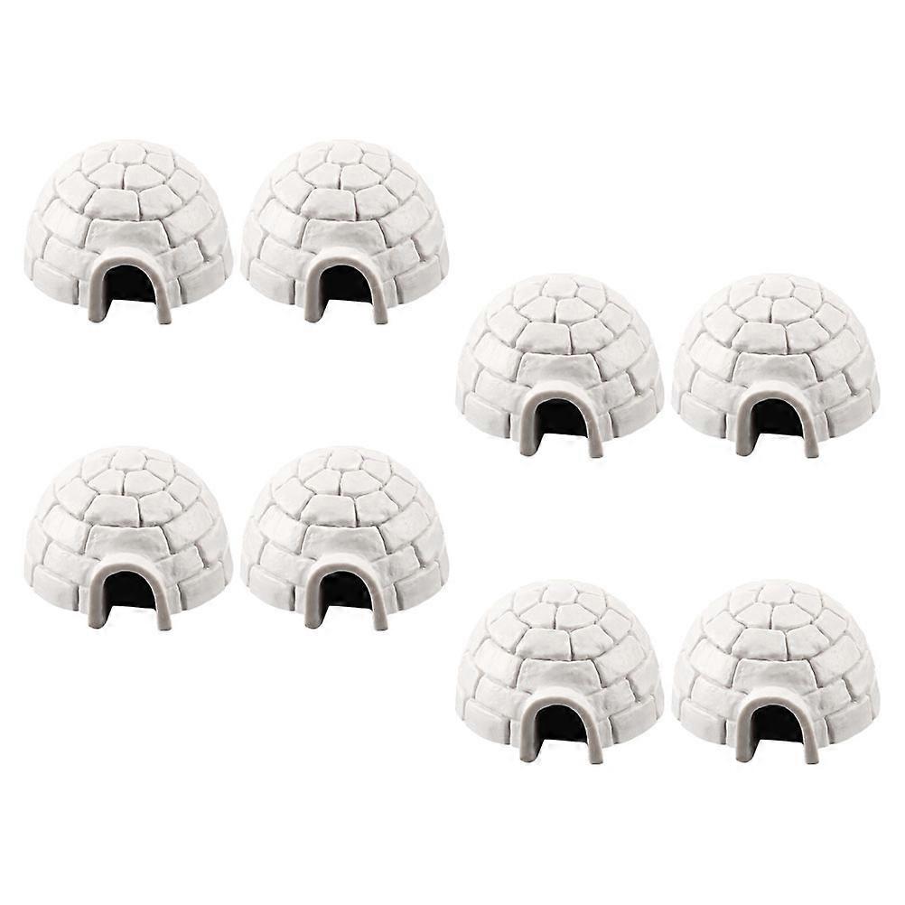 8Pcs Miniature Ice House Christmas Tree Decoration Igloo Figurine Set Educational Tool Arctic Scene Display