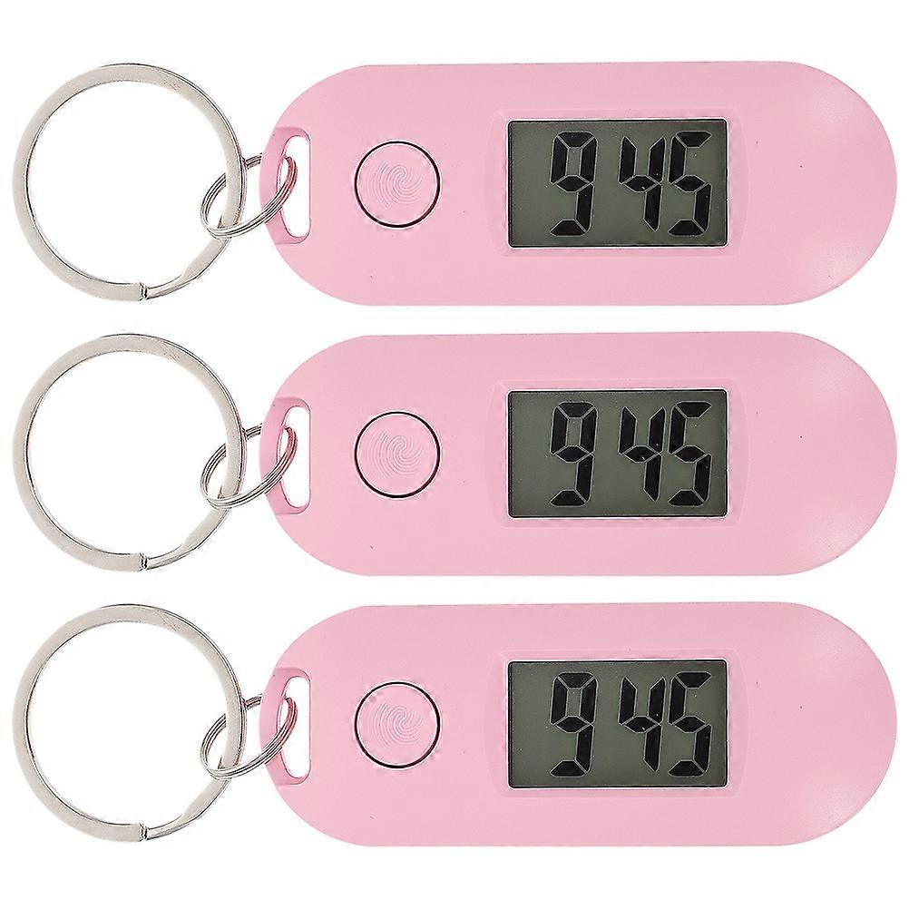 Pink Candy Color Electronic Keychain Watch for Students 3Pcs