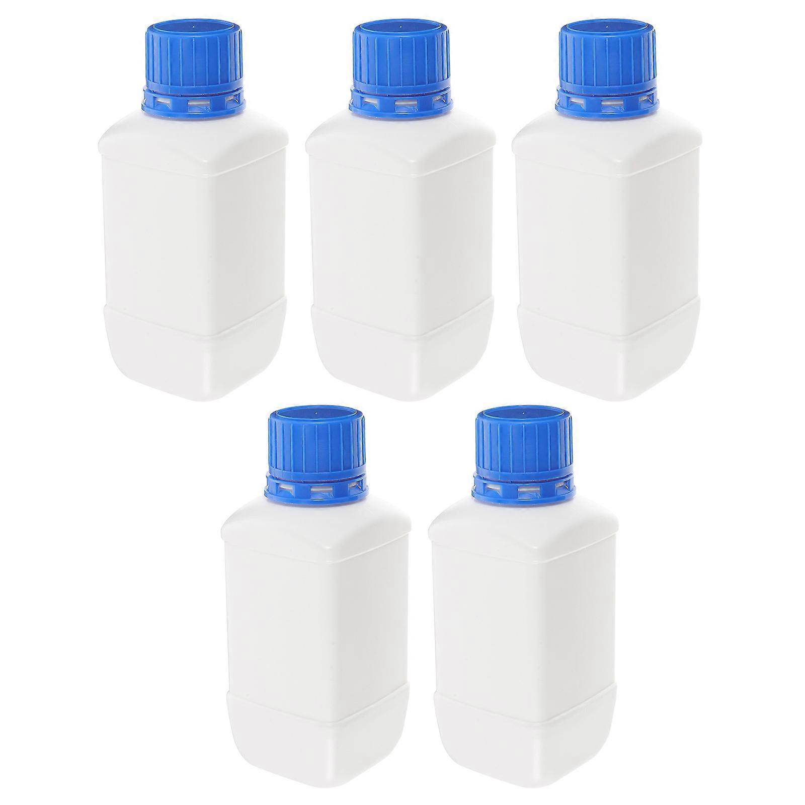 Square Plastic Bottle with Caps Chemical Reagent Bottle for Storage 5Pcs