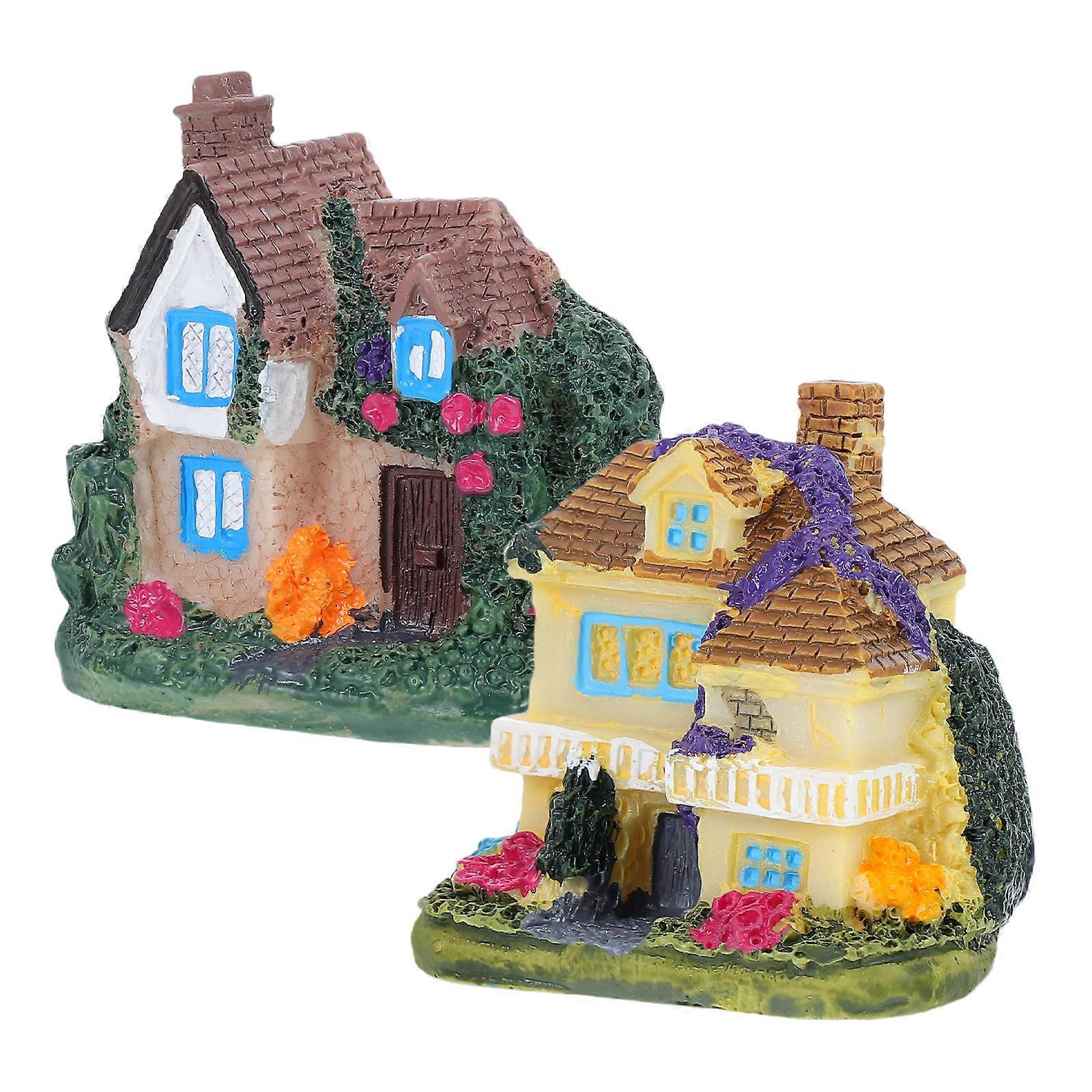 Miniature Landscape Accessory Resin House Models for Decor 8Pcs