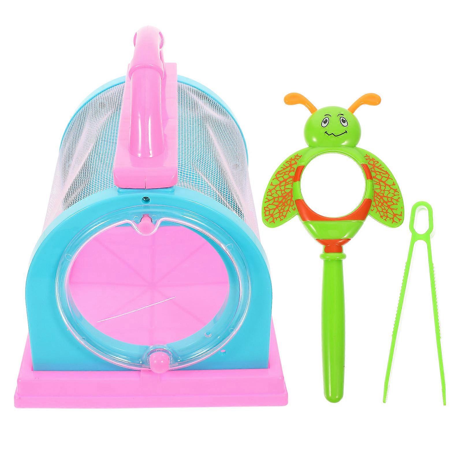 Mesh Cage Insect Cage for Viewing 1Set Handheld with Magnifying Glass and Tweezers
