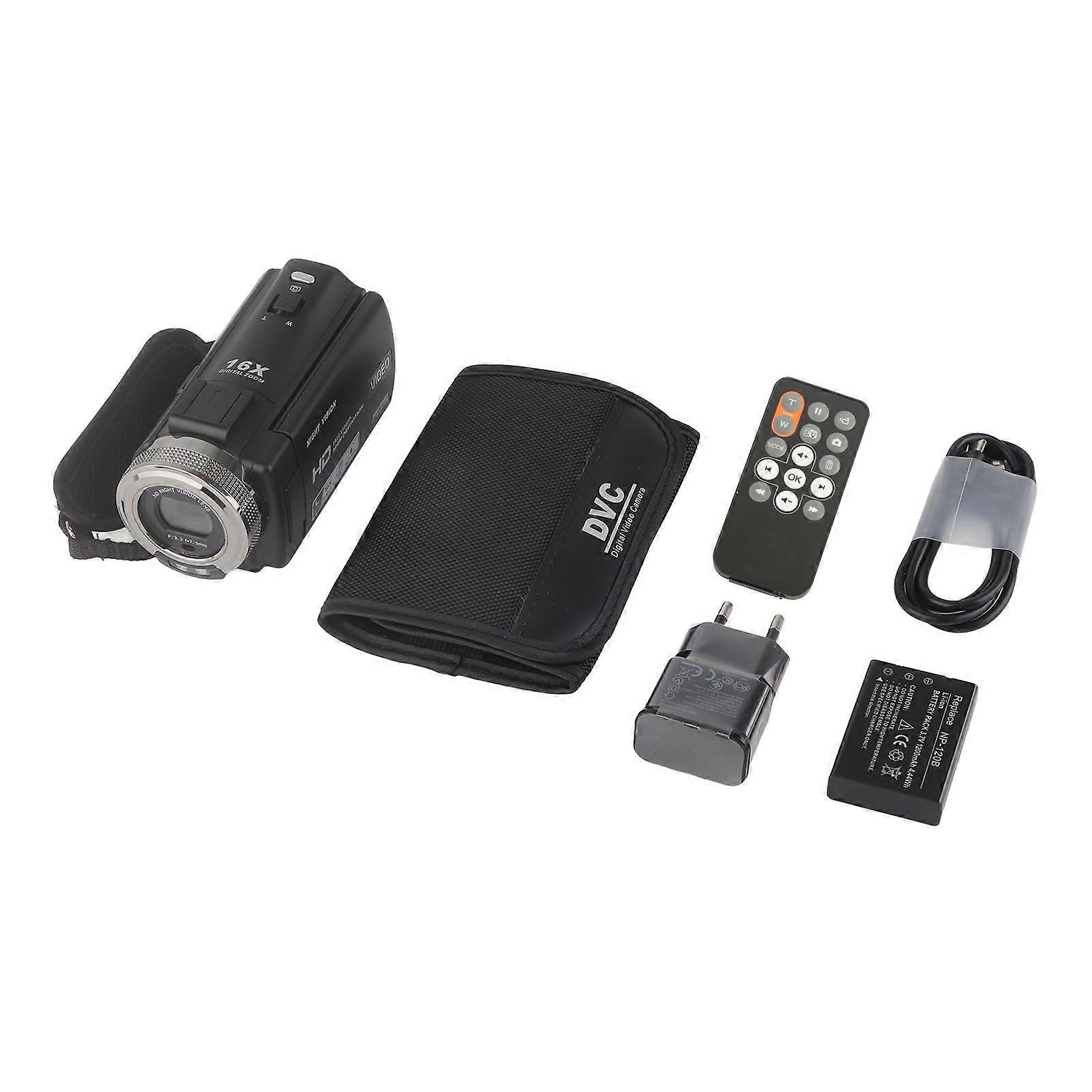 Video Camera Camcorder 3 Inch Color LCD Display 30MP Digital Video Camera 16X Zoom for Photography Video Recording 100240V EU Plug