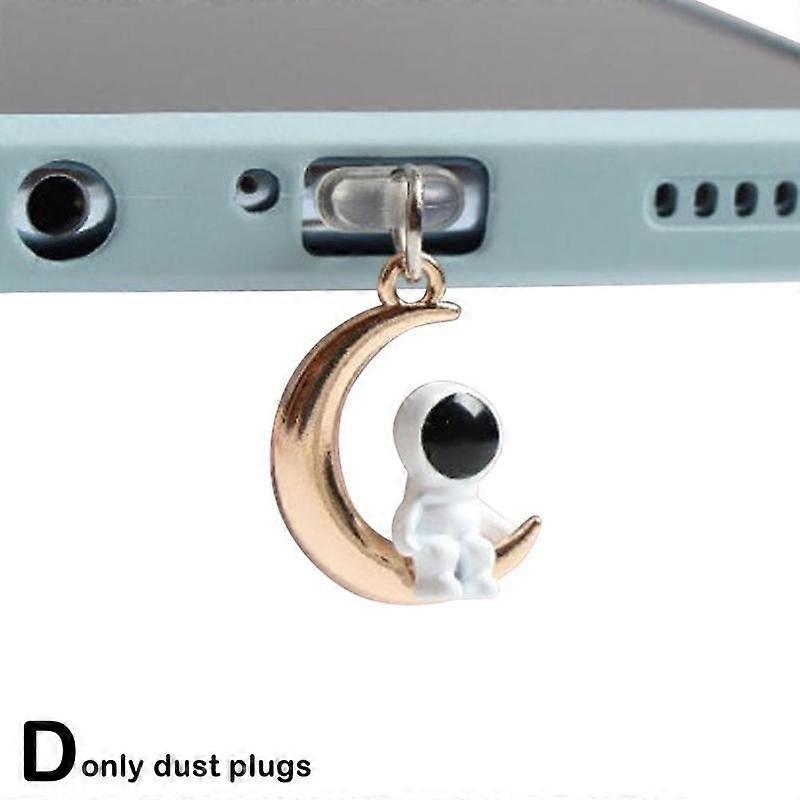 For iPhone Type C 3.5mm Jack Astronaut Dust Plug Moon Star Style Phone Port Protector