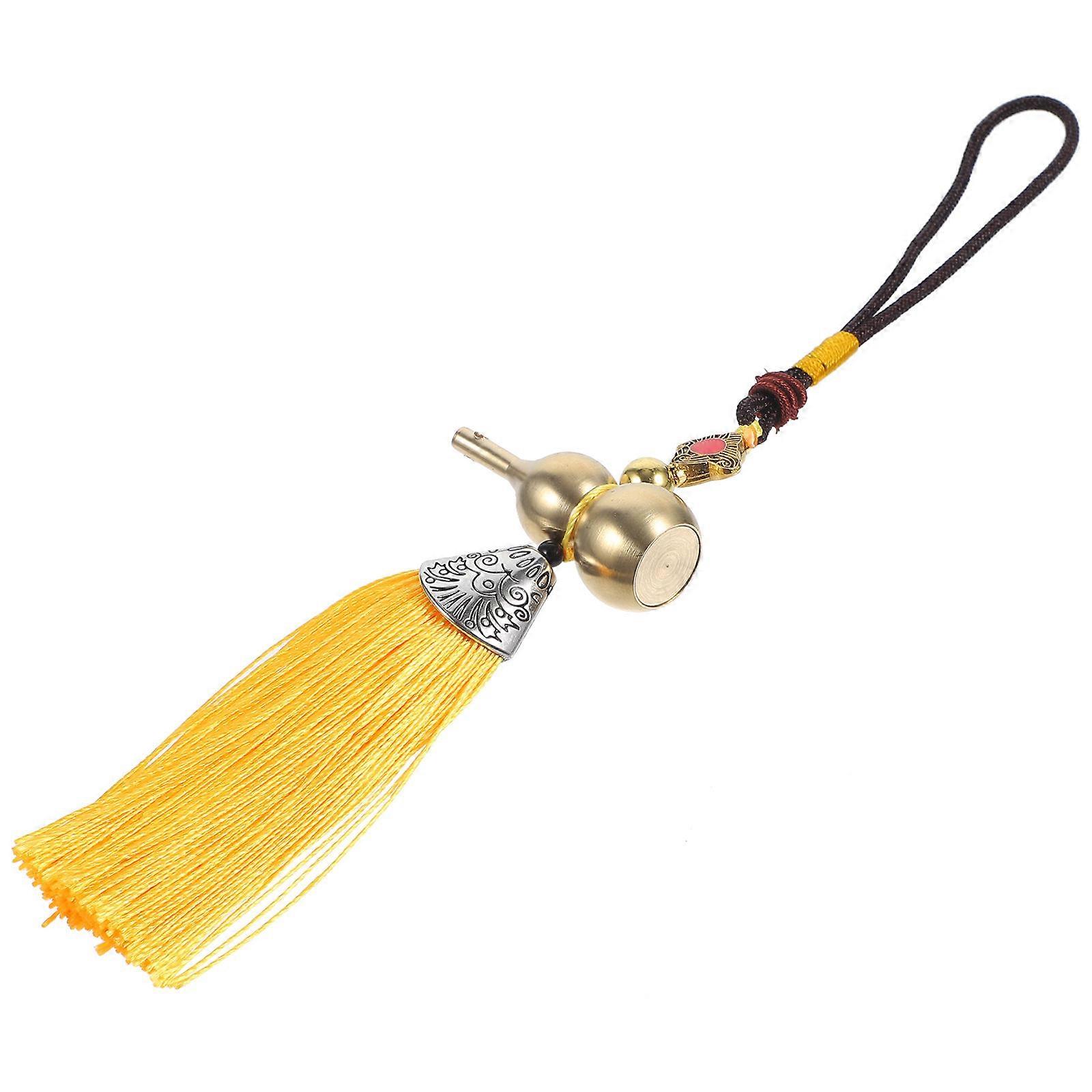 Golden Copper Gourd Car Interior Pendant with Tassel Hanging Key Chain