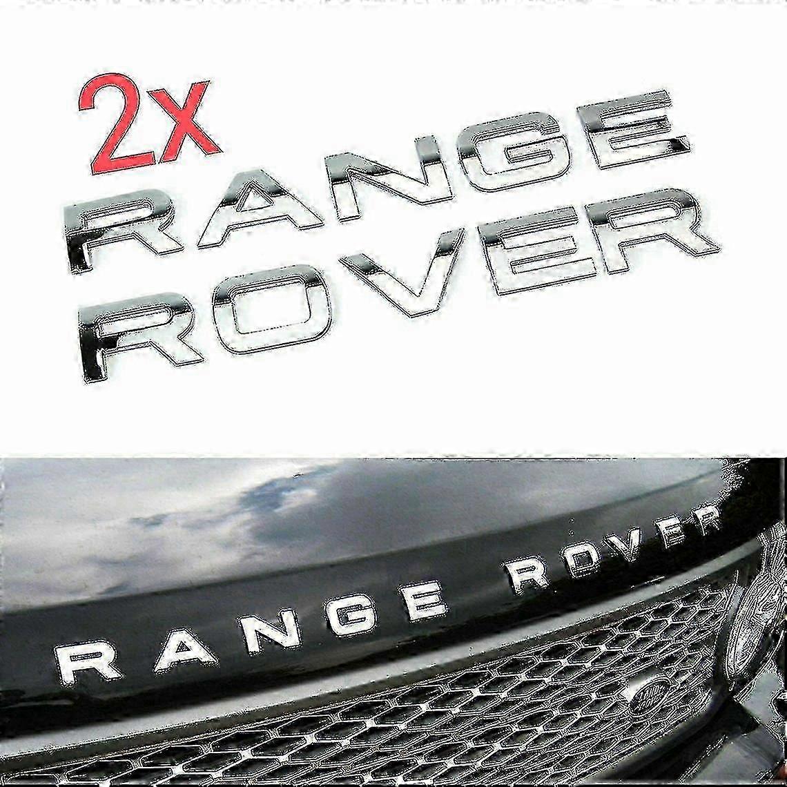 Chrome Range Rover Front Grill Bonnet Badge Emblem Bonnet And Back Boot Lettering Badge (pack Of 2) hwyno.3 25-26