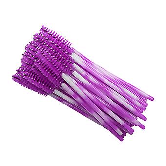 Veeki 100Pcs Disposable Mascara Brush Stick, Double Color Rod Color Eyelash Roller Portable Nylon Eyelash Brush Eyelash Comb (Fuchsia)