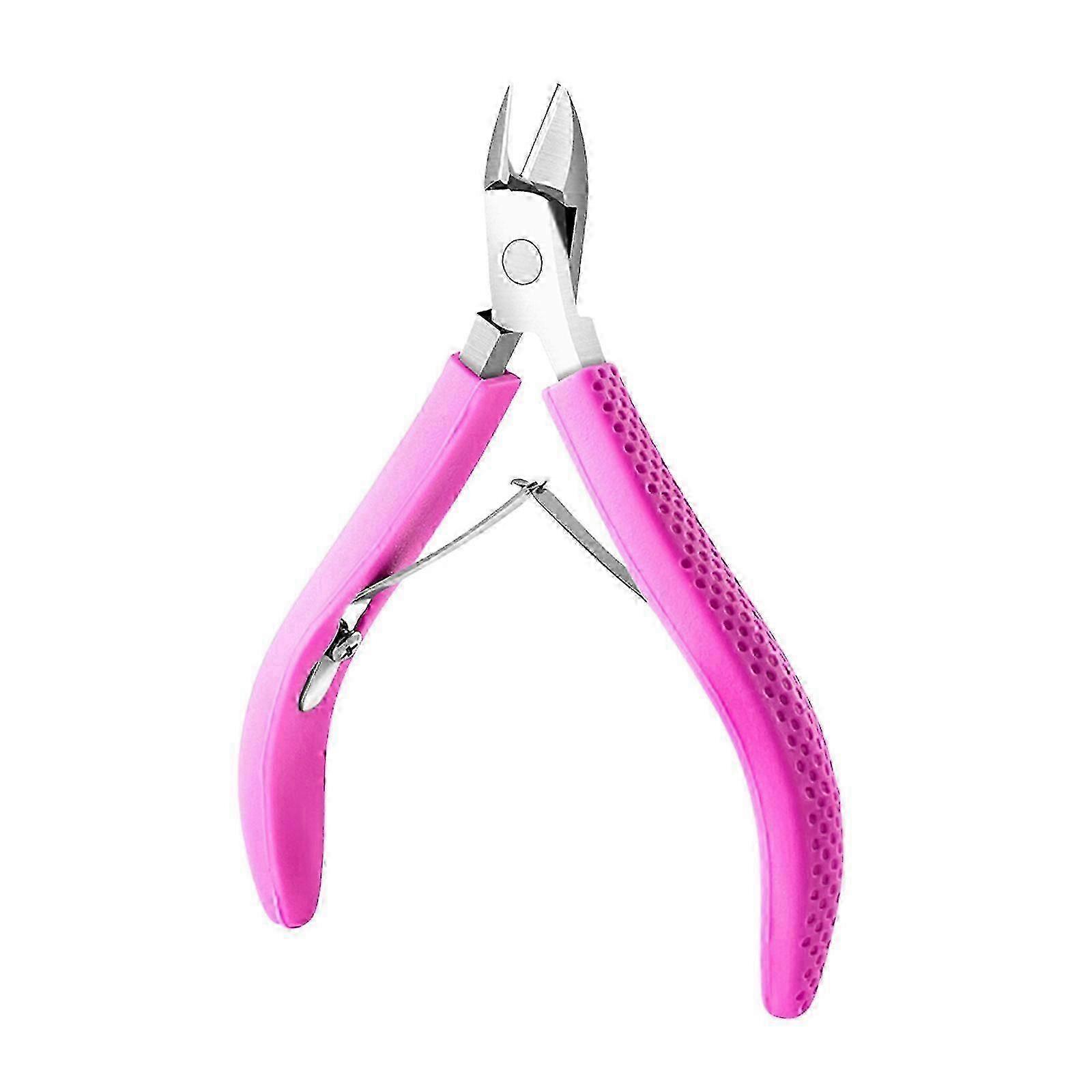 Practical Stainless Steel Cuticle Scissors With Rubber Handle Full Jaw Nail Clippers For Home And Salon Use rose red 26s