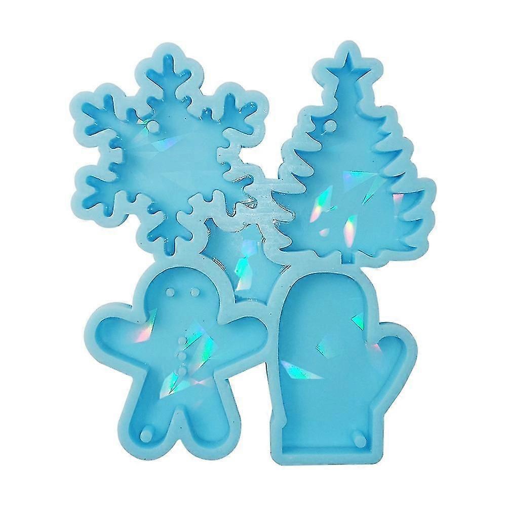 Holographic Silicone Christmas Snowflower Tree Shaped Making Molds For Diy Handmade Uv Epoxy Earrin