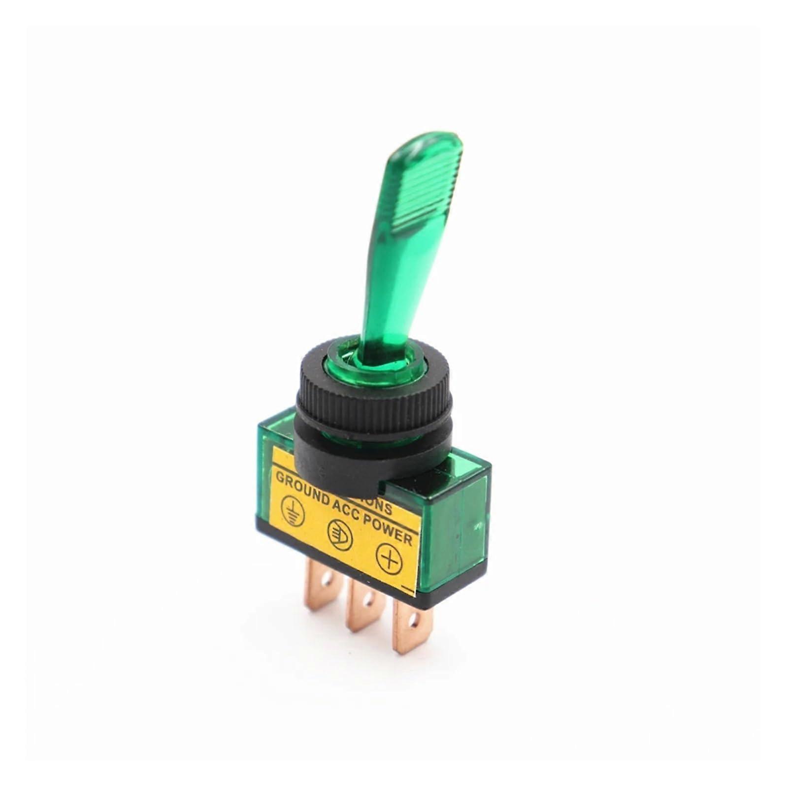 Car Toggle Switch 12V Illuminated Green Rocker 20A 1Piece
