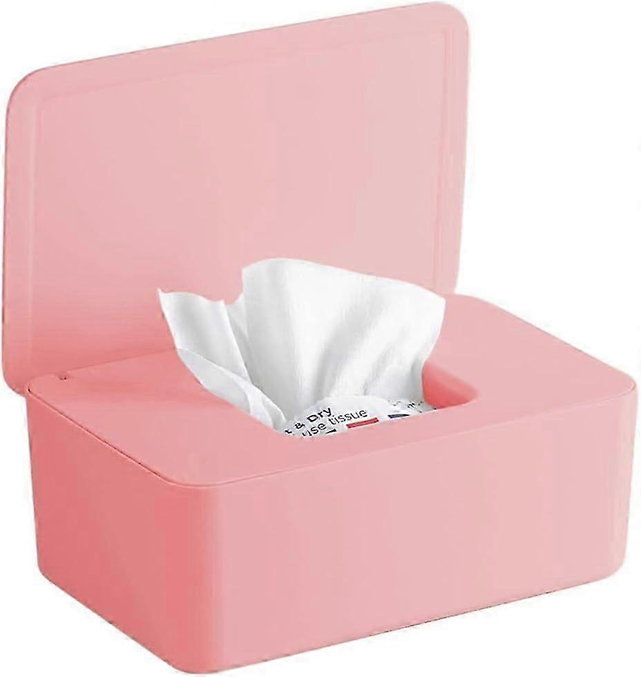 Pink Wet Wipes Box with Lid for Dry and Wet Tissues, Home and Office Use