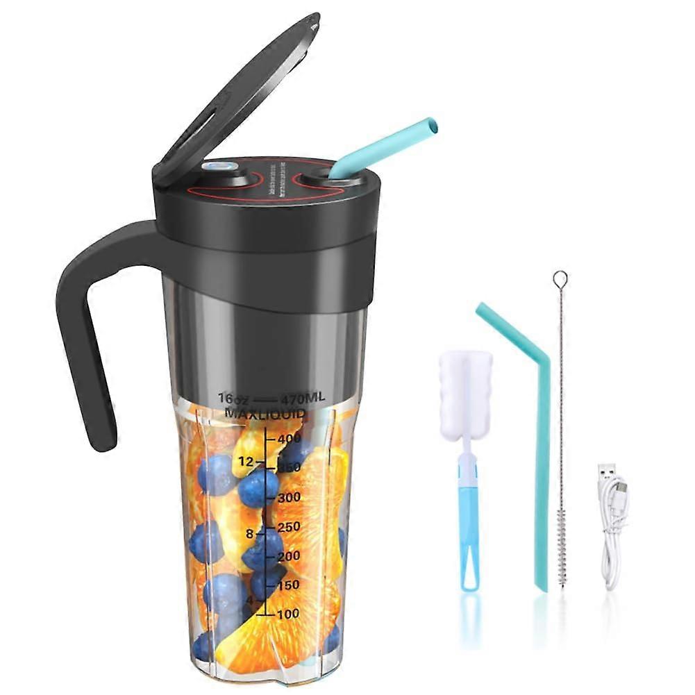 Portable  Blender USB Rechargeable 6Blade Design With Straw Lid And Handle For Shakes And Smoothies