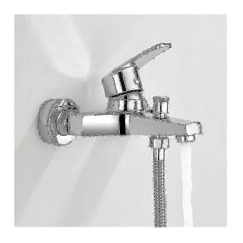 Brass bath mixer tap with shower function in chrome