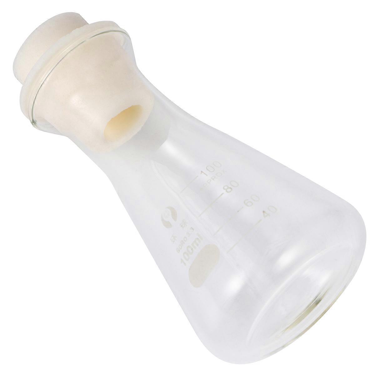 1PC Glass Flask Conical Flask with Cork for Laboratory Students Experiment Chemistry (Wide Mouth, 100ml)