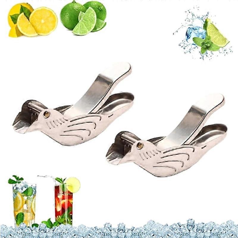 Bird Lemon Squeezer Stainless Steel,Lemon Slice Squeezer,Lemon Squeezer for Beer Bottle,2Pcs