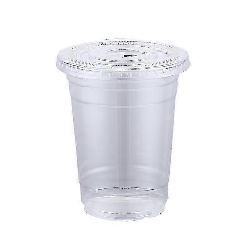 100pcs 360ml Plastic Cups with Flat Lids Ideal for Iced Coffee & Smoothies