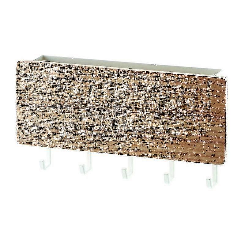 Wall-mounted Porch Key Rack, Metal Hook Rack, Solid Wood Storage Rack