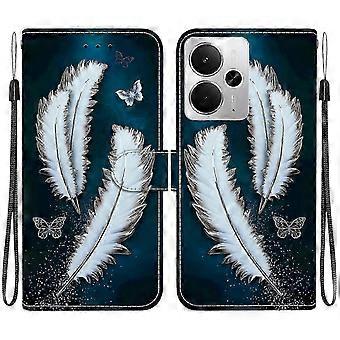 For Realme 14 5G Case Pattern Printing Anti-Drop Leather Flip Wallet Phone Cover with Lanyard - Whit